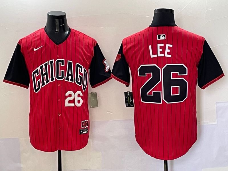 Men Chicago White Sox #26 Lee Red Stripe Joint Name Nike 2025 MLB Jersey style 2